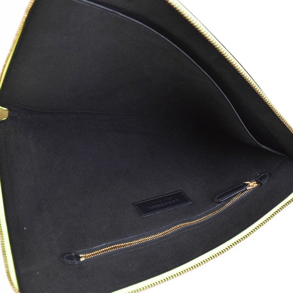 BURBERRY: Neon Yellow, Leather Logo Tablet/Portfolio/Laptop Case/Sleeve (wg) - Picture 7 of 10